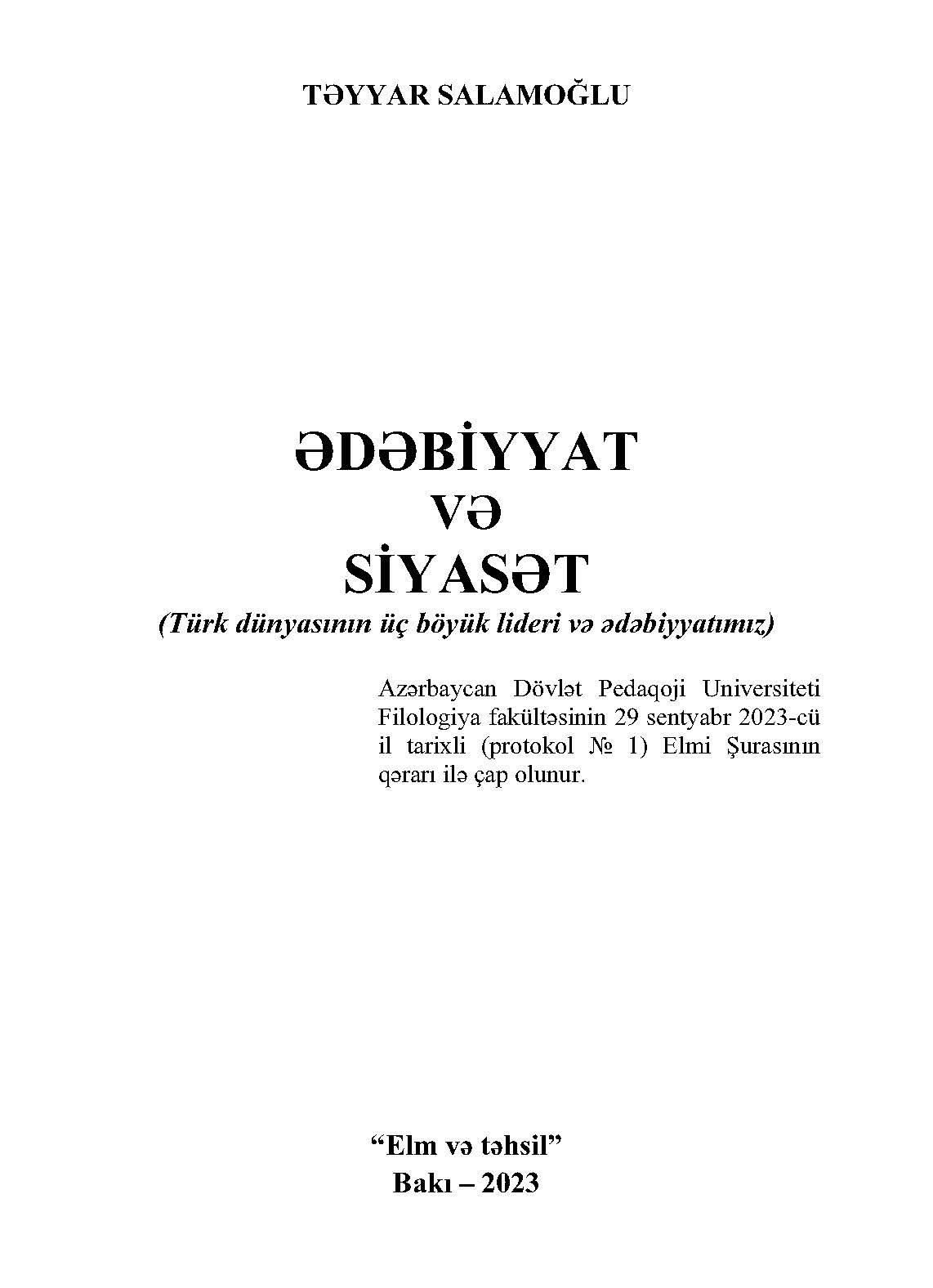 ?d?biyyat v? siyas?t (monoqrafiya)