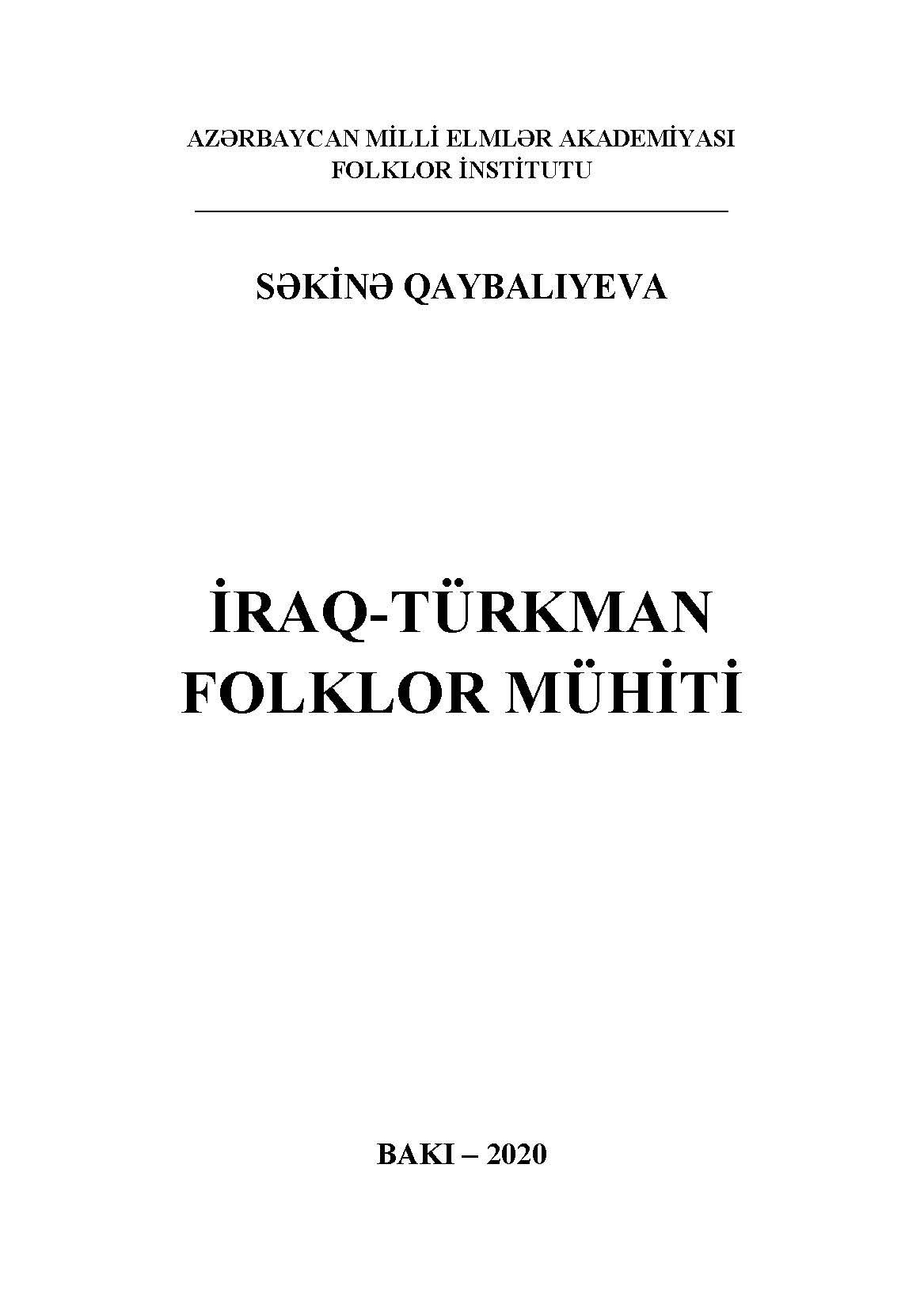 ?raq - t�rkman folklor m�hiti: Monoqrafiya