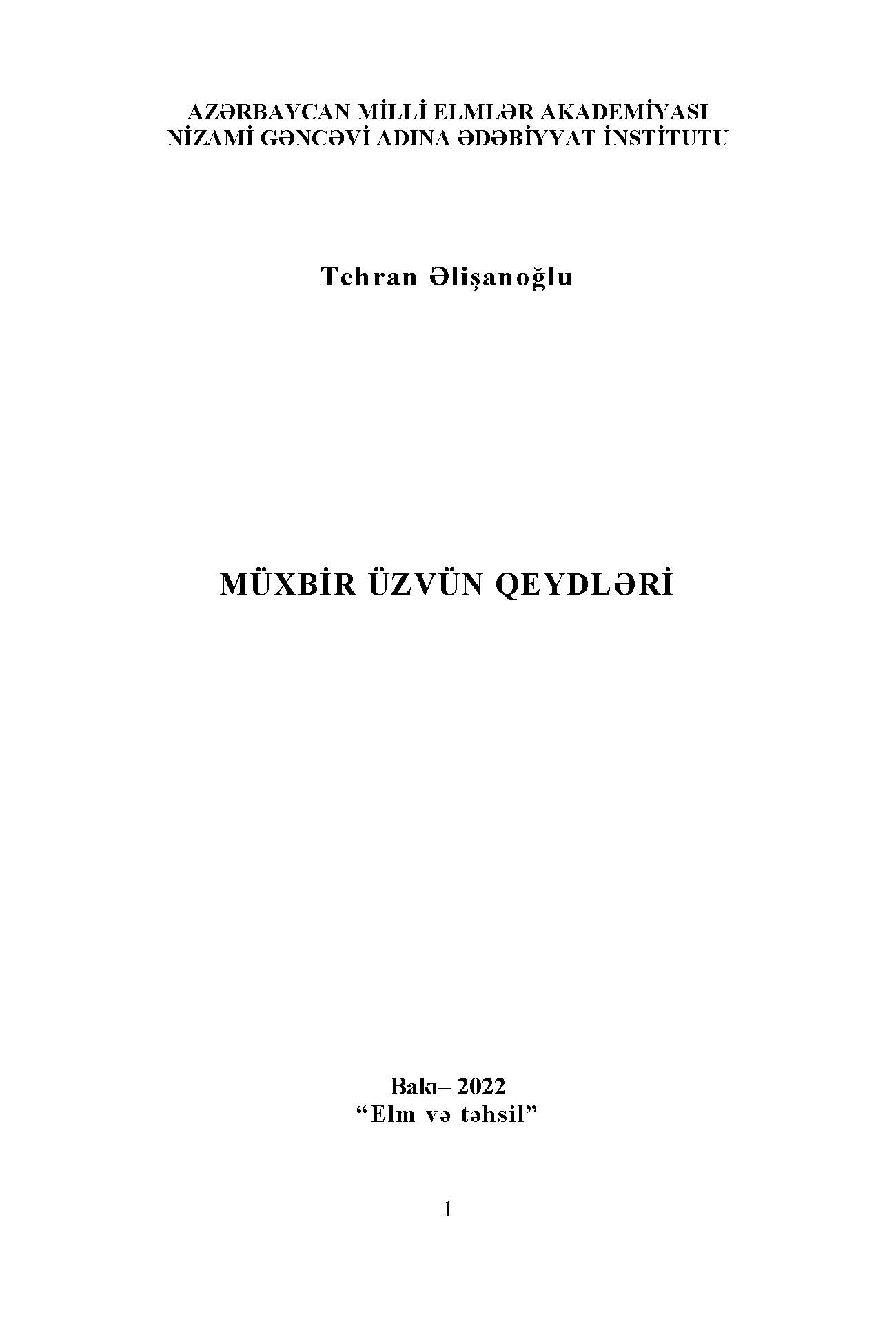 M�xbir �zv�n qeydl?ri