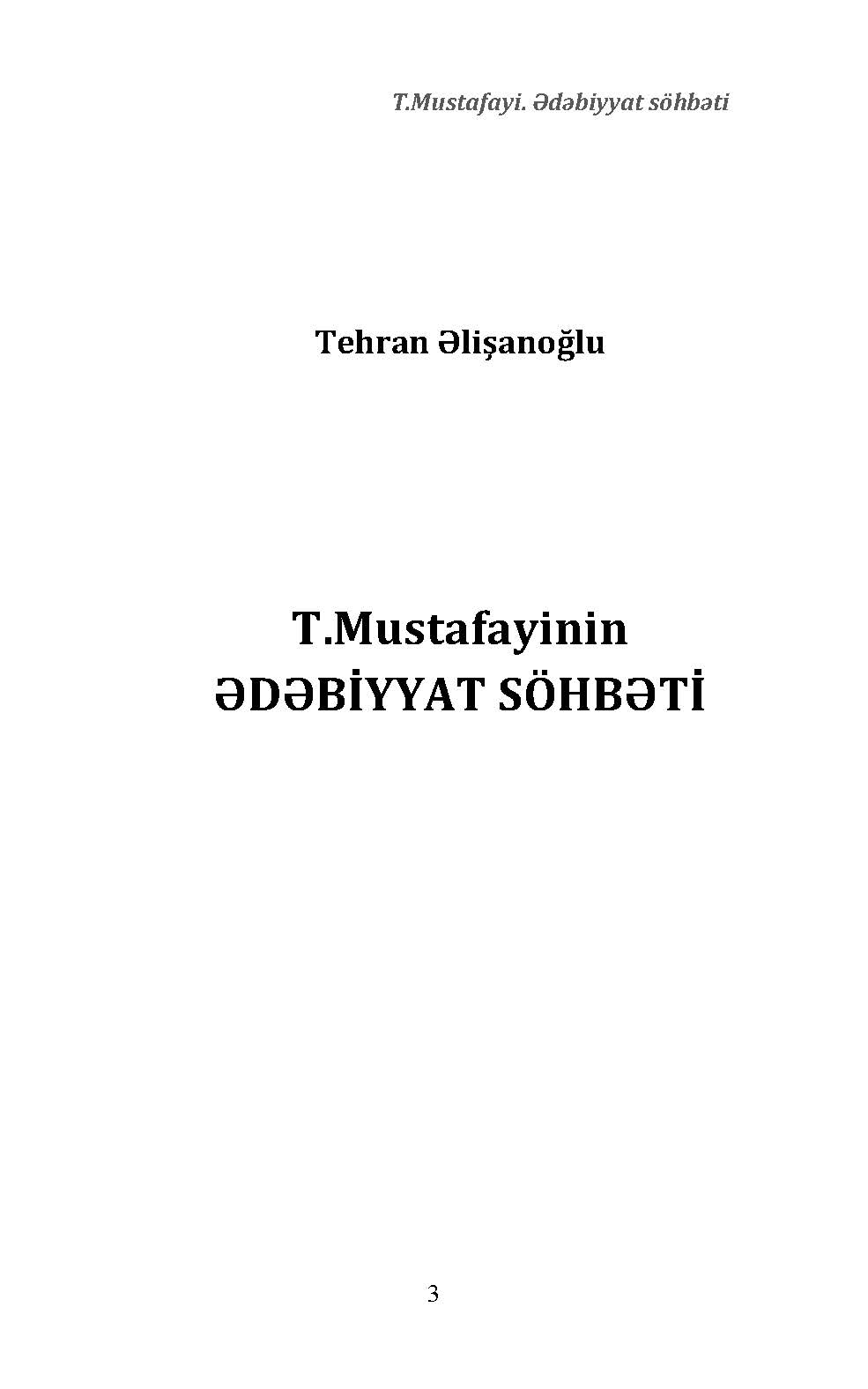 T.Mustafayinin  ?d?biyyat s�hb?ti: ?d?bi-tarixi esse