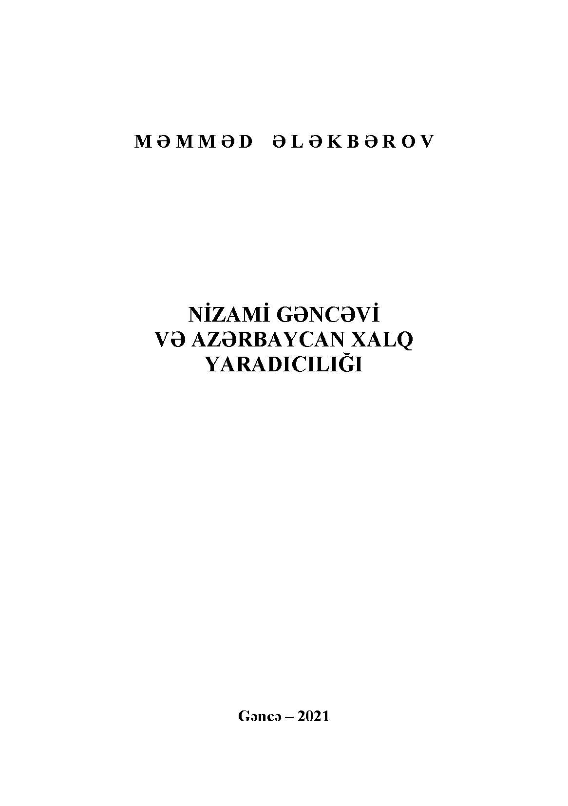 Nizami G?nc?vi v? Az?rbaycan xalq yarad?c?l???