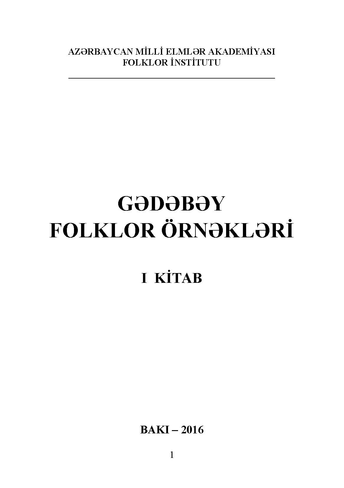 G?d?b?y folklor �rn?kl?ri:I cild